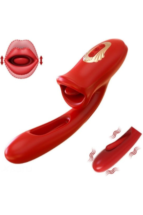 Şarjlı 2 in 1 Klitoris ve G Noktası Vibratörü – Dil ve Dudak Hareketli, Güçlü Titreşimli