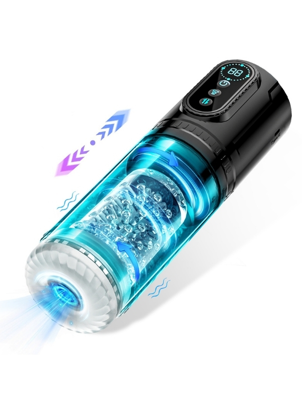 Rechargeable, Forward/Backward and Rotating, 15-Mode Vibrating and Suction Automatic Vaginal Insert – with Sound