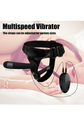 Siyah Double Dong Titreşimli Belden Bağlamalı Çift Taraflı Bisex Dildo Vibratör