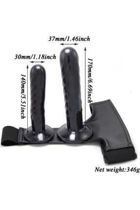 Double Dong Titreşimli Belden Bağlamalı Çift Taraflı Dildo Vibratör