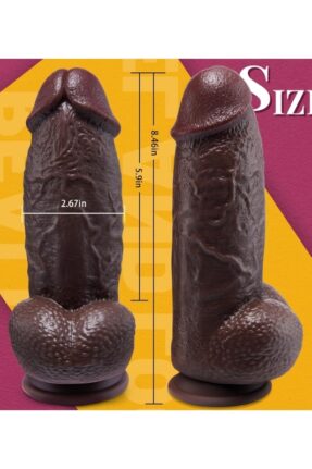 Black SuperLove Realistic Dual Density Dildo – 21 cm Body-Friendly Silicone with Strong Suction Base