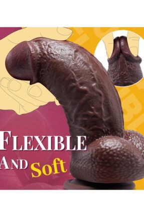 Black SuperLove Realistic Dual Density Dildo – 21 cm Body-Friendly Silicone with Strong Suction Base