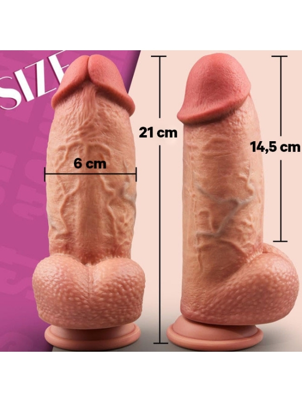 SuperLove Realistik Dual Density Dildo – 21 cm Güçlü Emme Tabanlı Vücut Dostu Silikon - Görsel 2