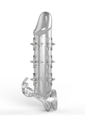 Wolf Warrior Crystal Transparent Textured Penis Sleeve – 13.8 cm