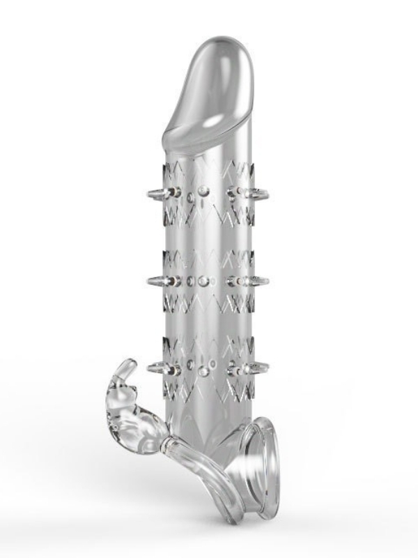 Wolf Warrior Crystal Şeffaf Dokulu Penis Kılıfı – Esnek TPE Malzeme, Gerçekçi His, 13.8 cm - Görsel 2