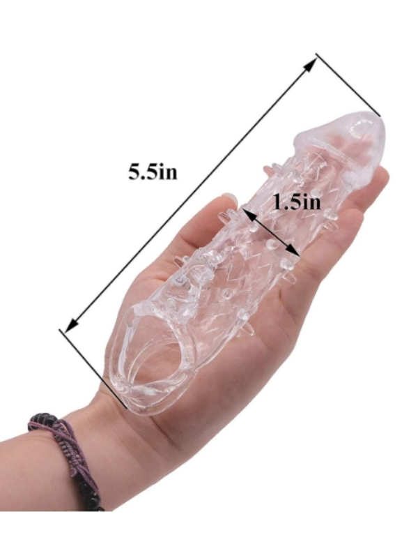 Wolf Warrior Crystal Şeffaf Dokulu Penis Kılıfı – Esnek TPE Malzeme, Gerçekçi His, 13.8 cm - Görsel 4