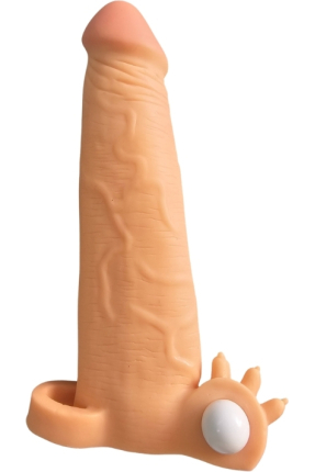 Realistic Penis Sleeve with Flesh Texture, Vibrating Testicle Insert, 20 cm