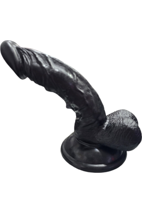Gerçekçi Testisli Siyah Dildo 16 cm
