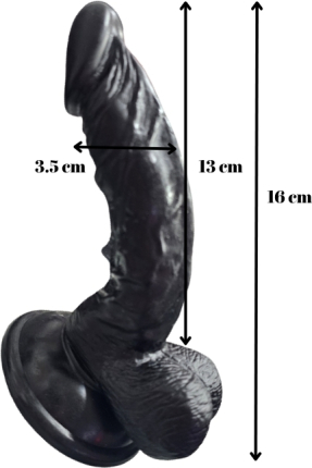 Gerçekçi Testisli Siyah Dildo 16 cm