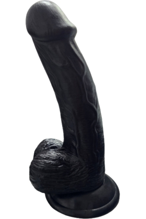 Gerçekçi Testisli Siyah Dildo 19 cm