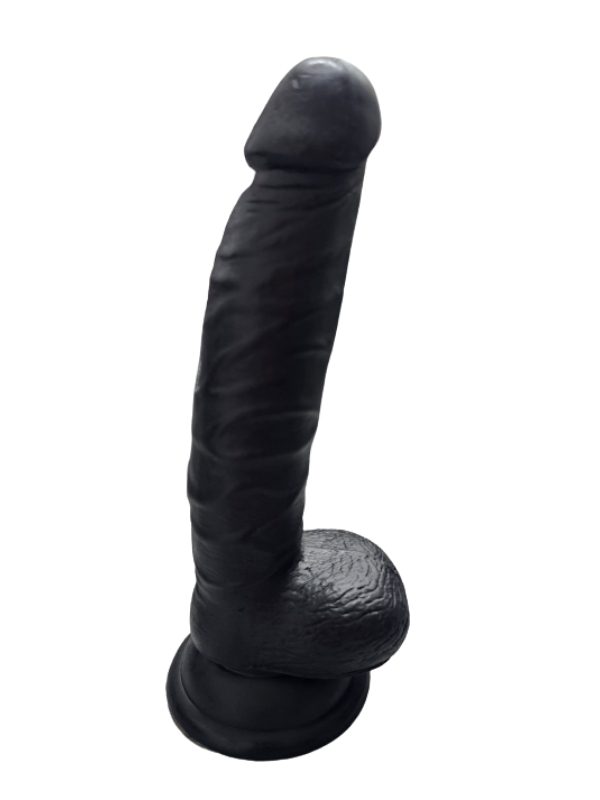 Gerçekçi Testisli Siyah Dildo 20 cm