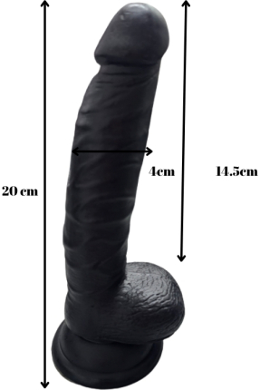 Gerçekçi Testisli Siyah Dildo 20 cm