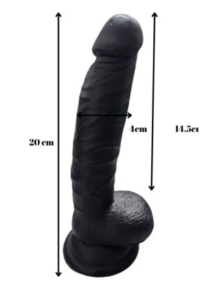 Gerçekçi Testisli Siyah Dildo 20 cm