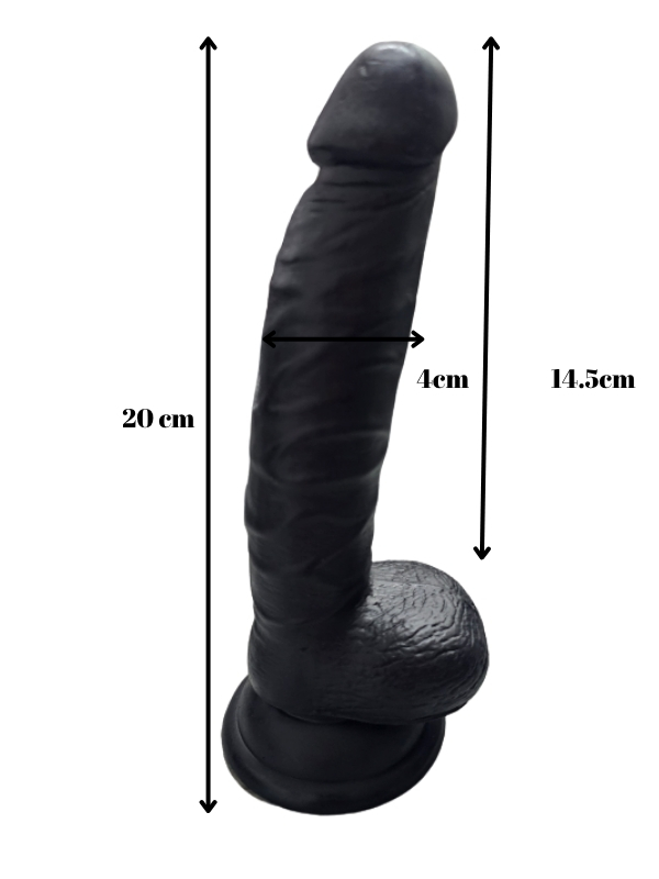 Gerçekçi Testisli Siyah Dildo 20 cm - Görsel 2
