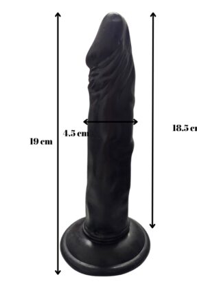 Realistic Black Dildo Without Testicles, 21 cm