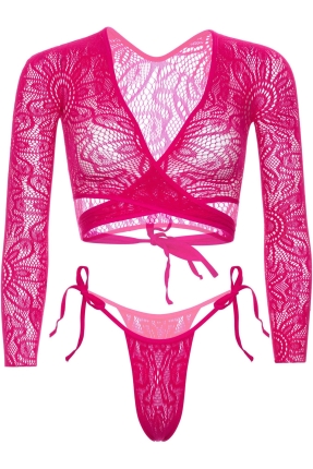 Dark Pink Lace Fantasy Lingerie Set
