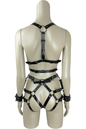 Genuine Leather Body Harness, Garter, Handcuffs & Connectors
