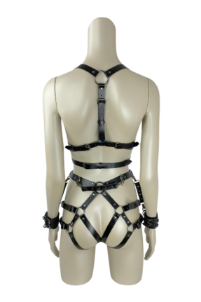 Genuine Leather Body Harness, Garter, Handcuffs & Connectors