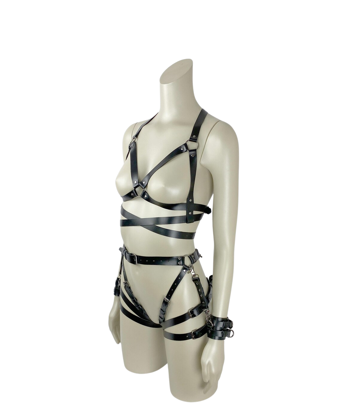 Hakiki Deri Body Harness, Jartiyer, Kelepçeler & Bağlantılar - Görsel 4