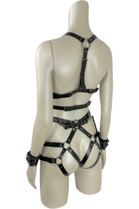 Genuine Leather Body Harness, Garter, Handcuffs & Connectors