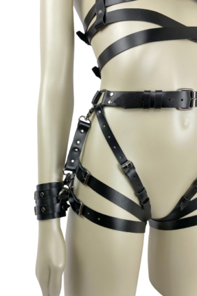Genuine Leather Body Harness, Garter, Handcuffs & Connectors