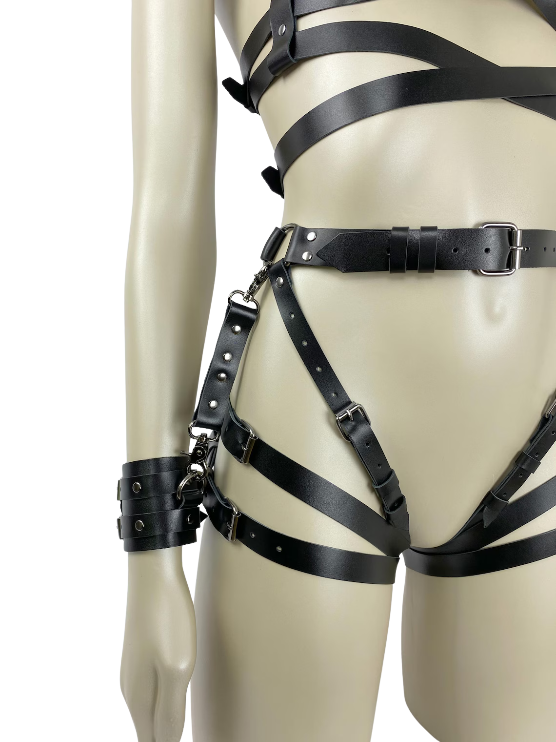 Hakiki Deri Body Harness, Jartiyer, Kelepçeler & Bağlantılar - Görsel 3