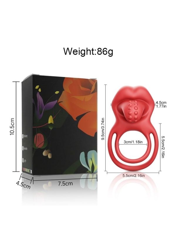 G-Noktası Uyarımlı Dilli Titreşimli Penis Halkası