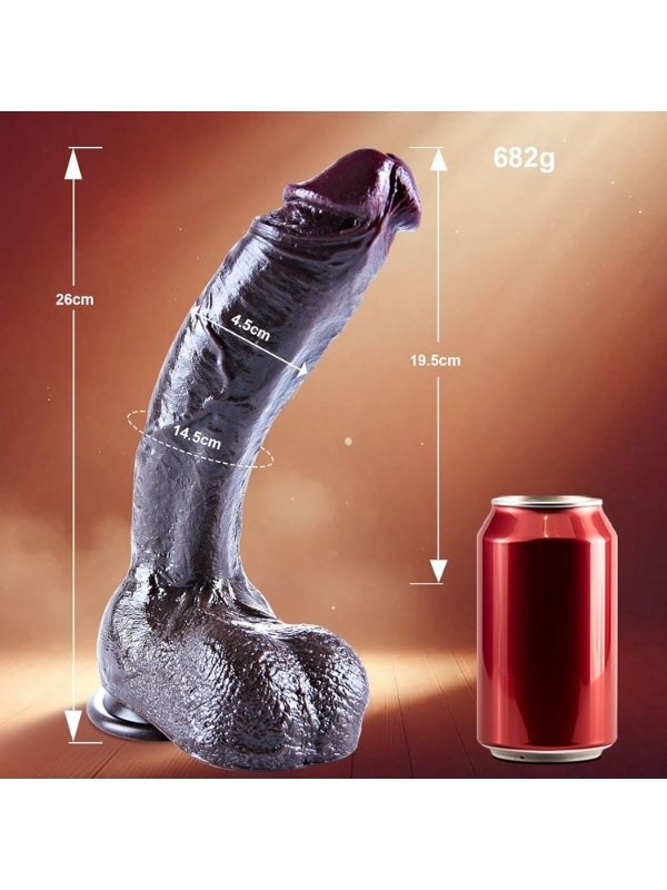 26 cm Black Giant XXL Gerçekçi Silikon Dildo – Güçlü Vakum Tabanlı, Kalın ve Esnek Tasarım - Görsel 2