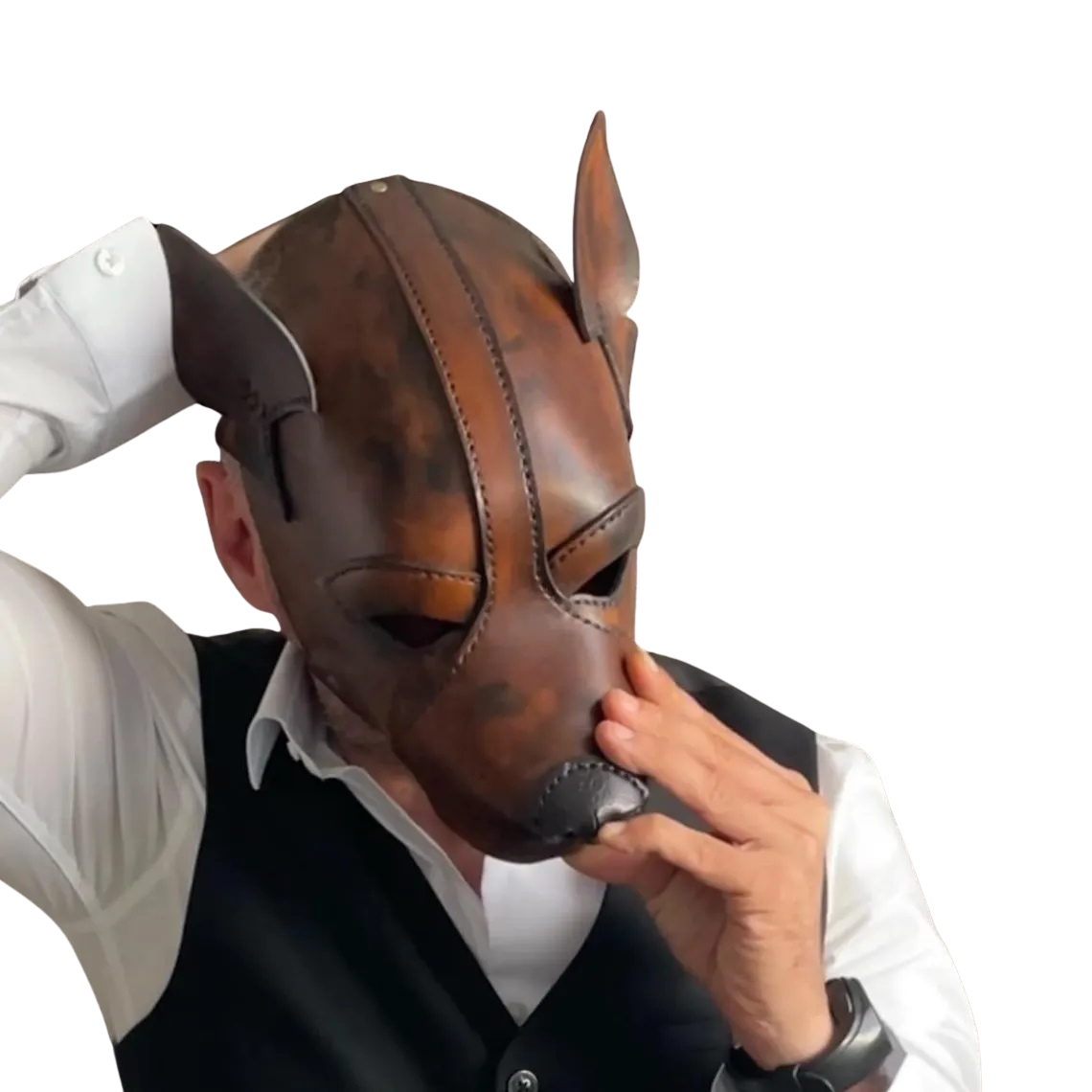 Pup Play Boxer Deri Köpek Maskesi - Görsel 4