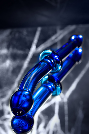 Double-sided Sexus Glass, glass dildo, blue, 25 cm