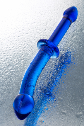 Double-sided Sexus Glass, glass dildo, blue, 25 cm