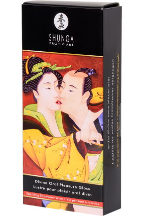 Shunga "Divine Delight" lip gloss, icy fire effect, strawberry and champagne, 10 ml