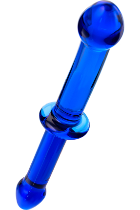 Double-sided Sexus Glass, glass dildo, blue, 25 cm