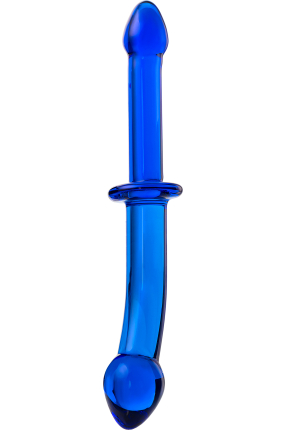 Double-sided Sexus Glass, glass dildo, blue, 25 cm