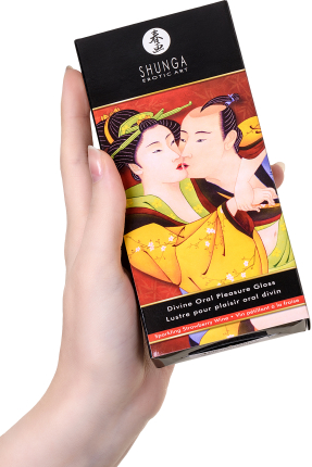 Shunga "Divine Delight" lip gloss, icy fire effect, strawberry and champagne, 10 ml