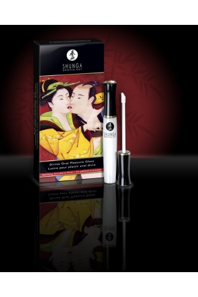 Shunga "Divine Delight" lip gloss, icy fire effect, strawberry and champagne, 10 ml
