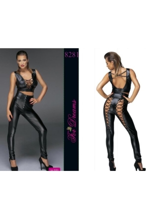 Wetlook Lace-up Trousers