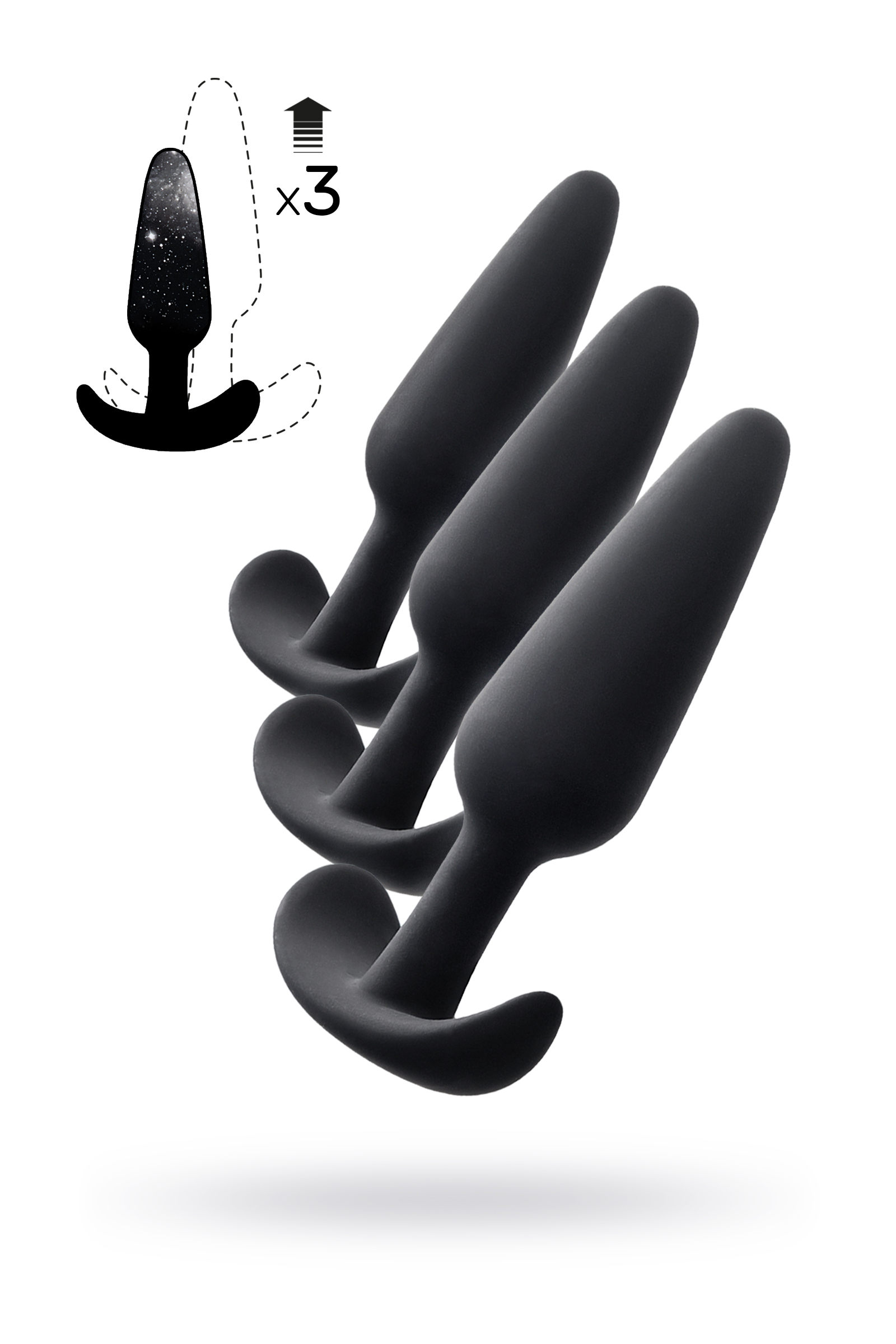 Pleasure Eridani Anal Plug Seti, 3 adet 1 TOYFA POPO Pleasure Eridani Anal Kılıf Seti